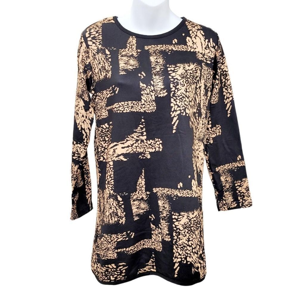 2/$20 Vintage 90s Black & Gold Top Blouse Long Sleeves Size: M
